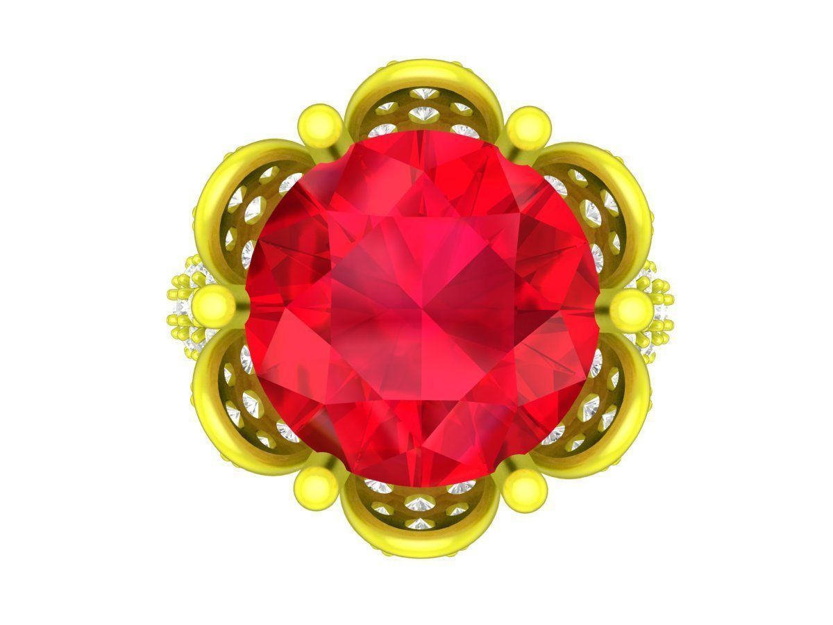 A7409 Flower Diamond Engagement Ring 3D Print 3D print model_3