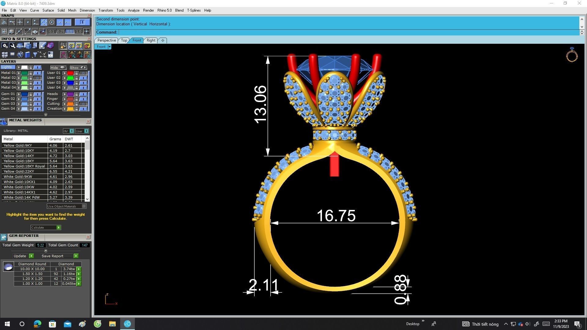 A7409 Flower Diamond Engagement Ring 3D Print 3D print model_6
