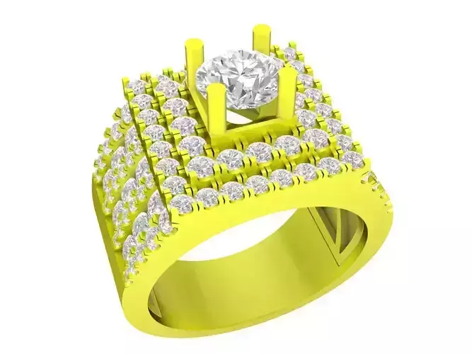 A7410 Korean Style Diamond Men Ring 3D Print