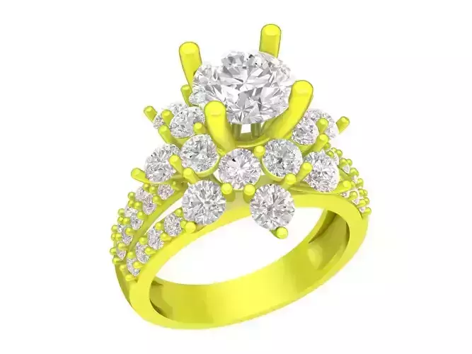 A7411 Diamond Fashion Women Ring 3D Print