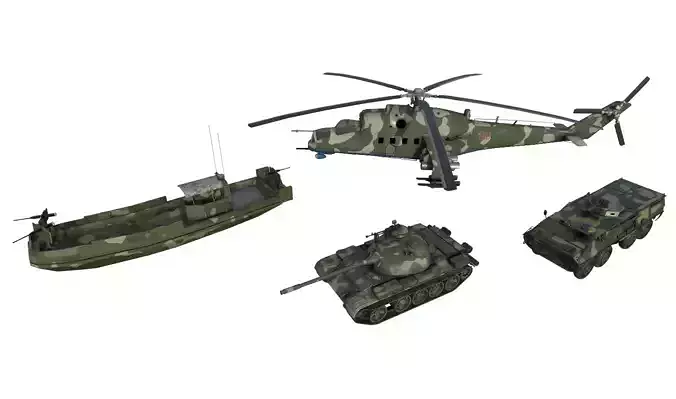 Military Vehicle Pack 02  Low-poly 3D model
