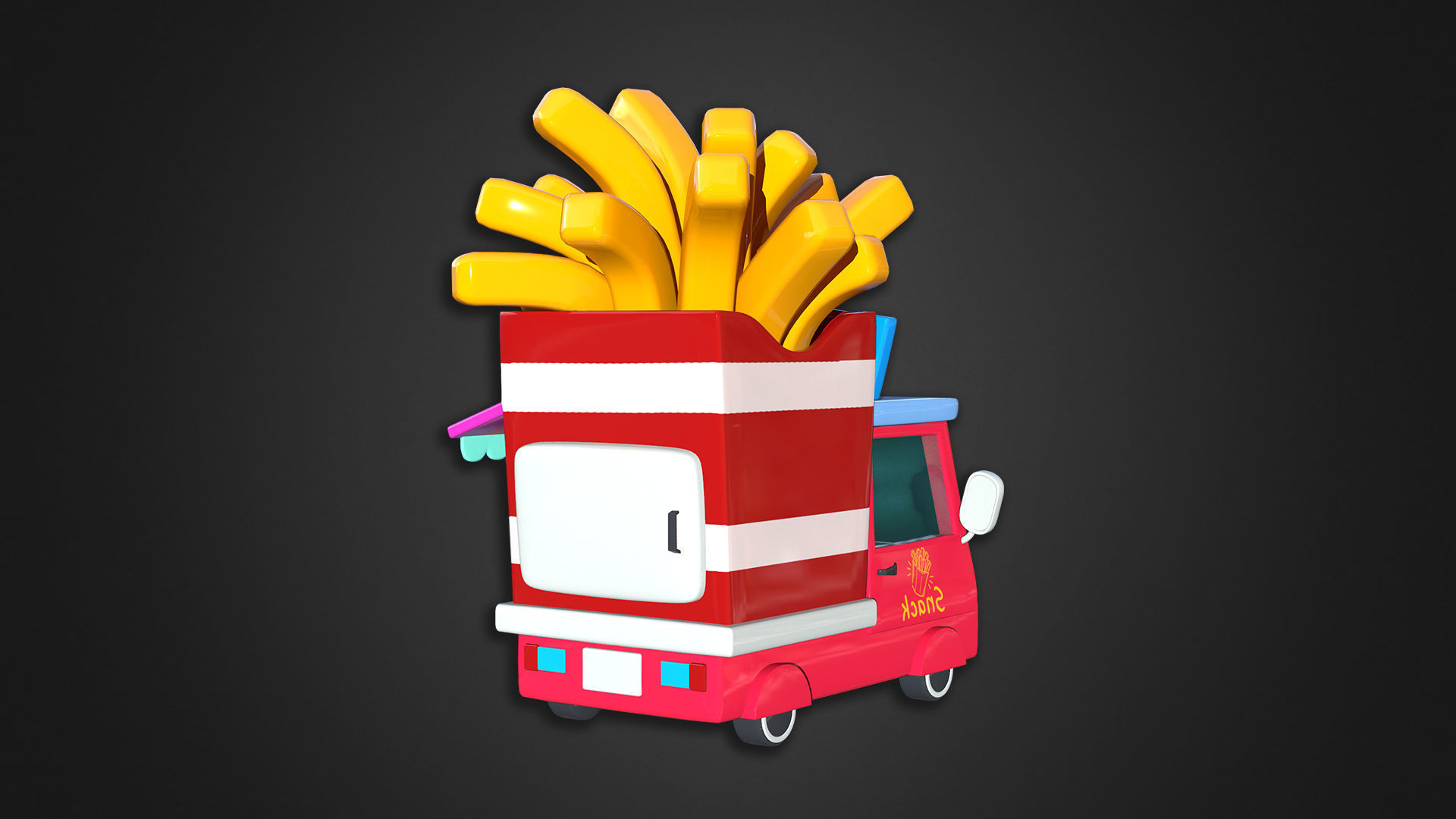 Asset - Cartoons - Food Car - Potato Snacks Car 3D model_5