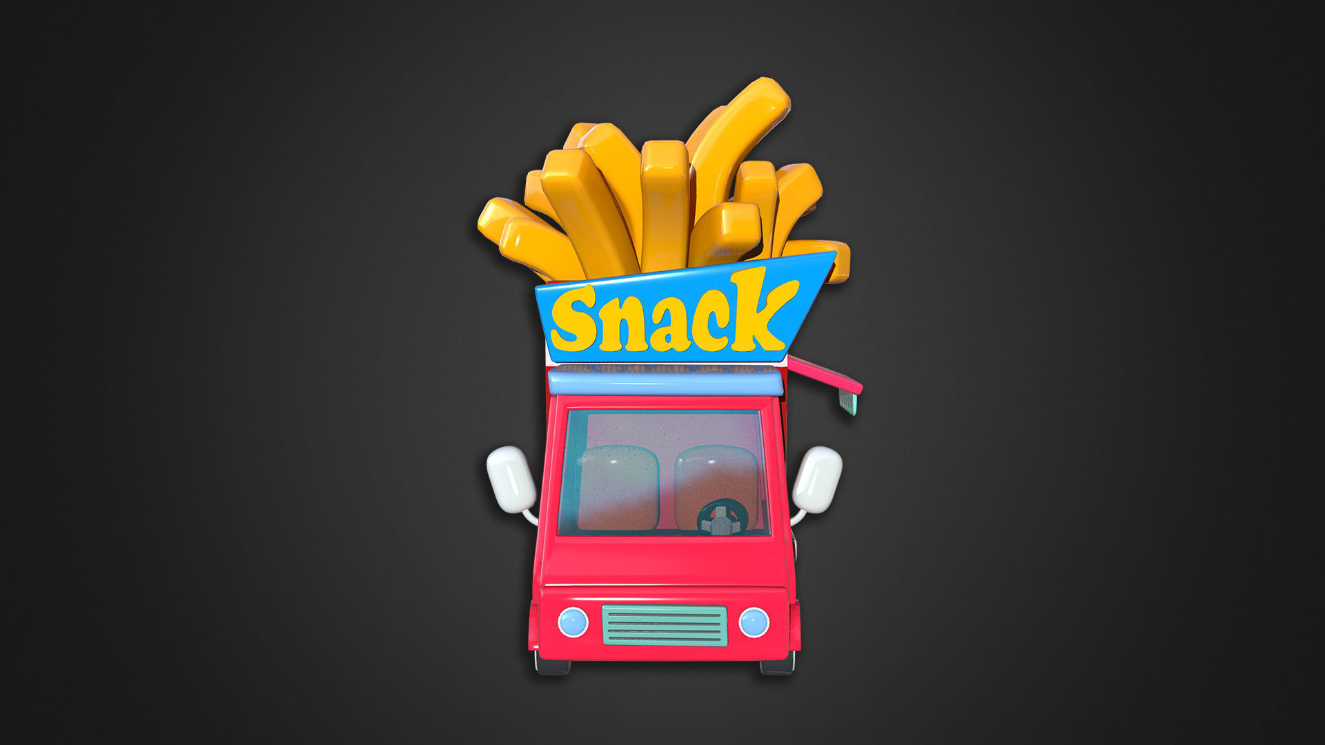 Asset - Cartoons - Food Car - Potato Snacks Car 3D model_2