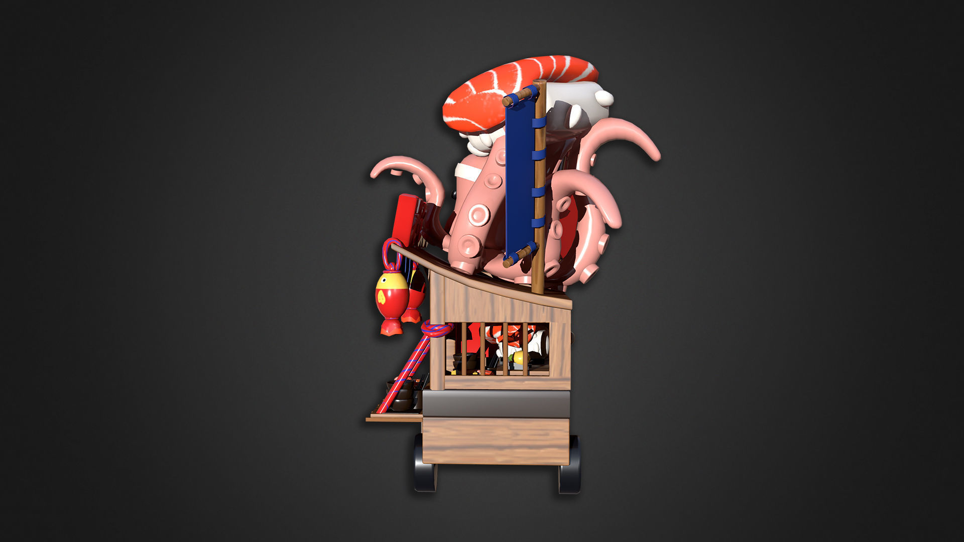 Asset - Cartoons - Food Sushi Car 3D model_6