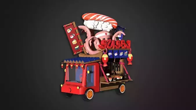 Asset - Cartoons - Food Sushi Car 3D model