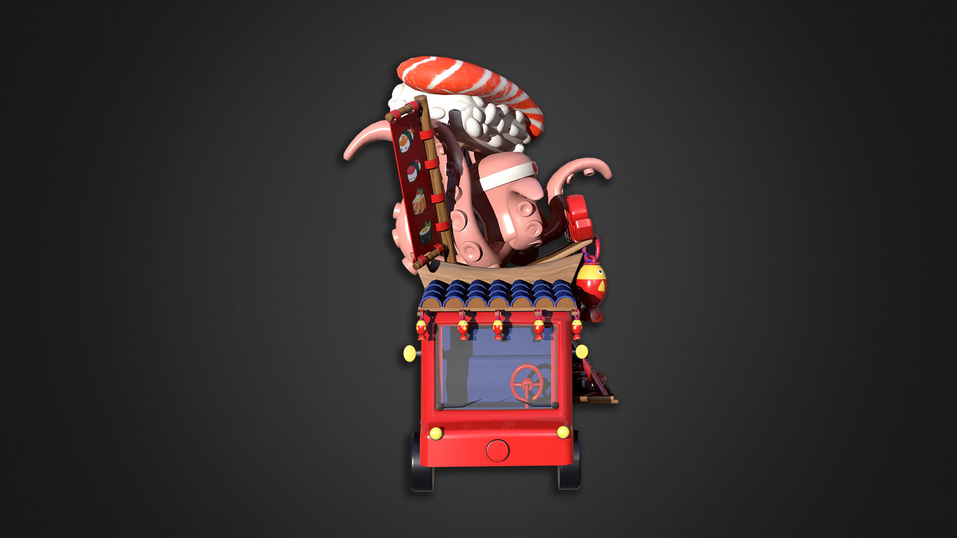 Asset - Cartoons - Food Sushi Car 3D model_2