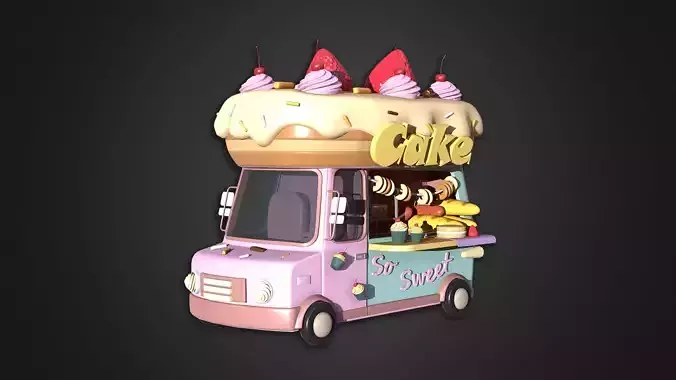 Asset - Cartoons - Food Sweet Cake Car 3D model