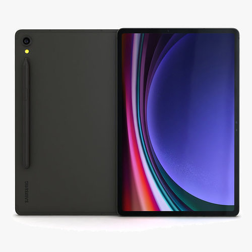 Samsung Galaxy Tab S9 Graphite with S-Pen Low-poly 3D model