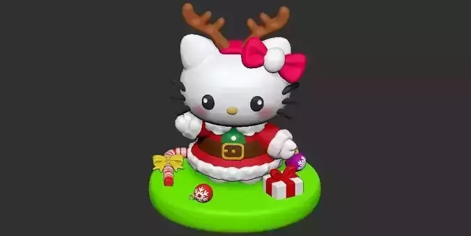 HELLO KITTY MERRY CHRISTMAS 3D print model
