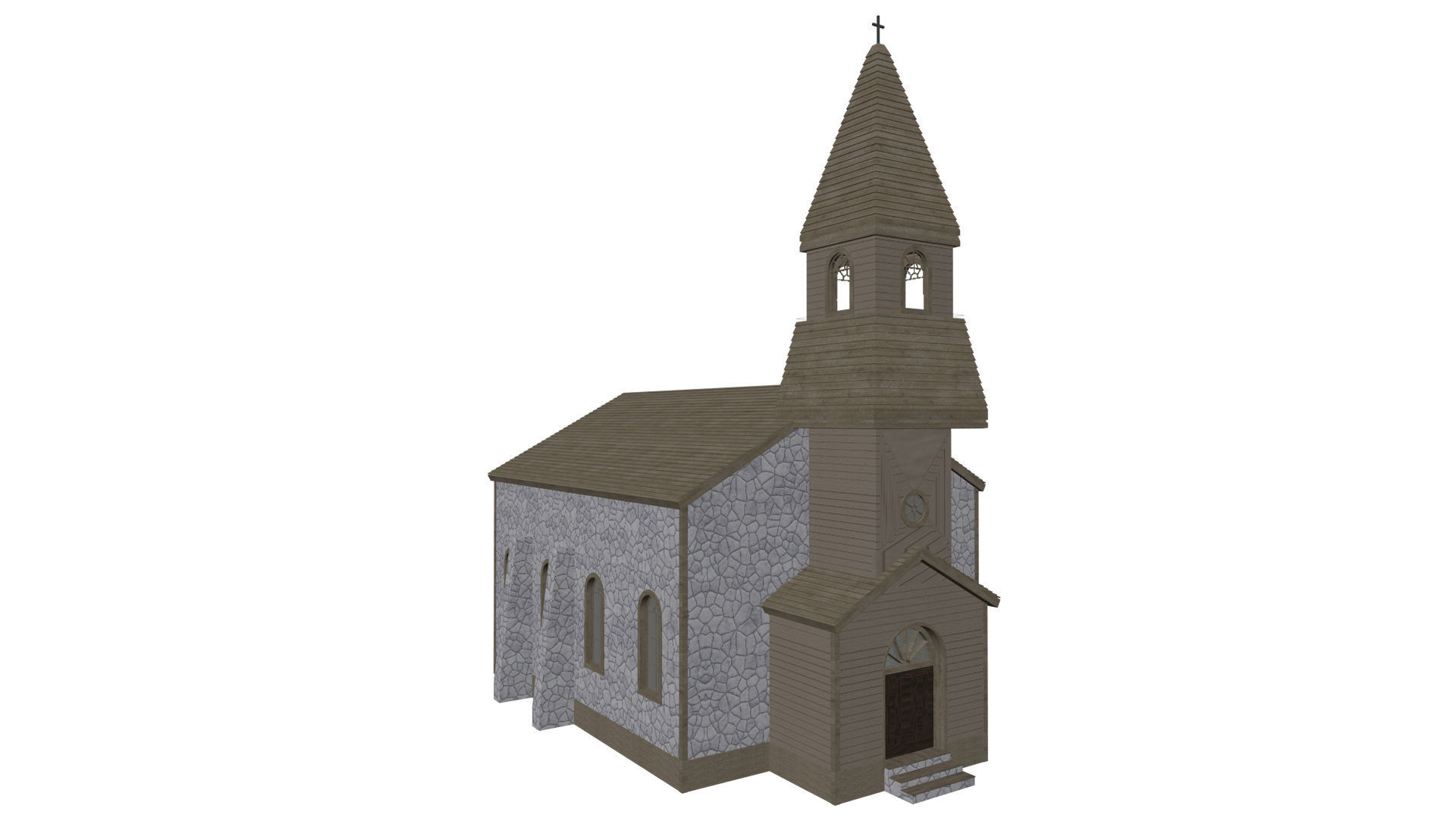 Small ancient church 3D model_1