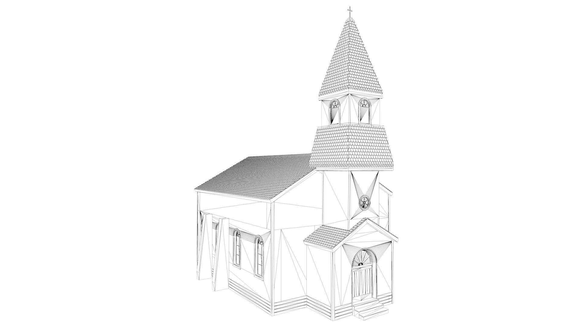 Small ancient church 3D model_4