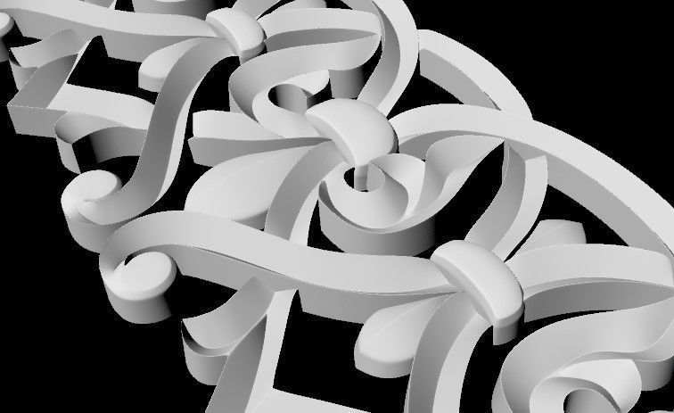 Central decor ornament for furniture 3D model_4