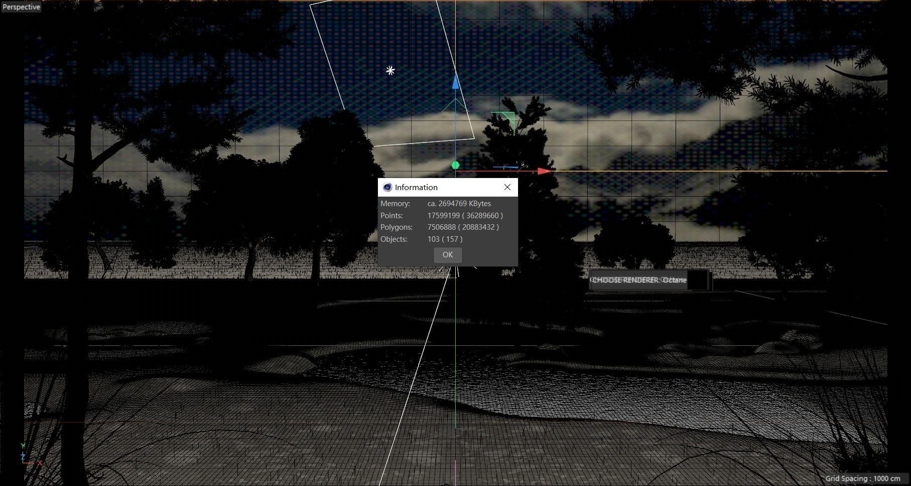 Night forest firefly scene Valley mountain grassland plain river 3D model_1