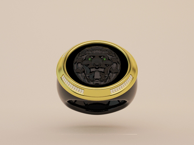 Dimonds Lion Ring 3D print model_3
