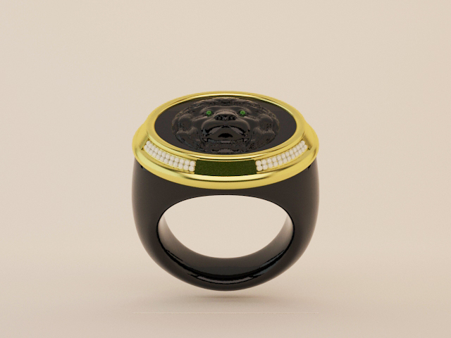 Dimonds Lion Ring 3D print model_5