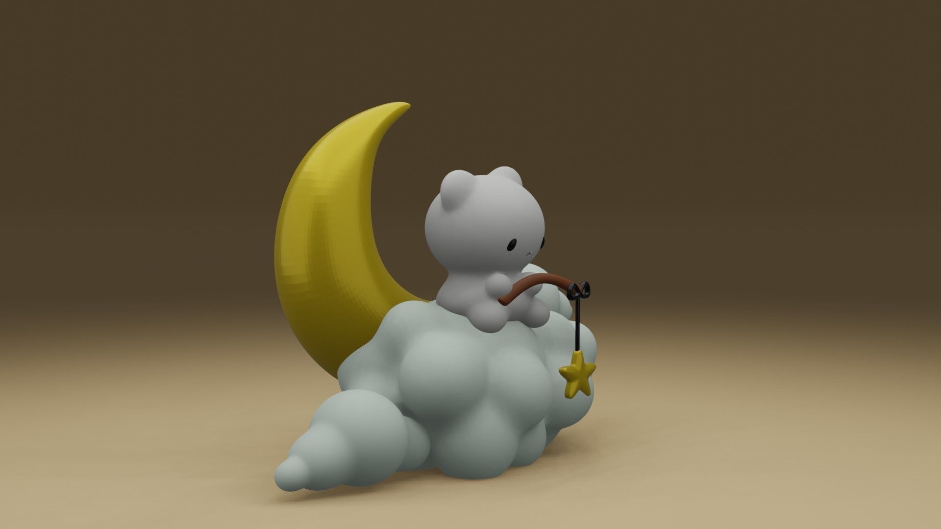 cat and clouds 3D print model_7