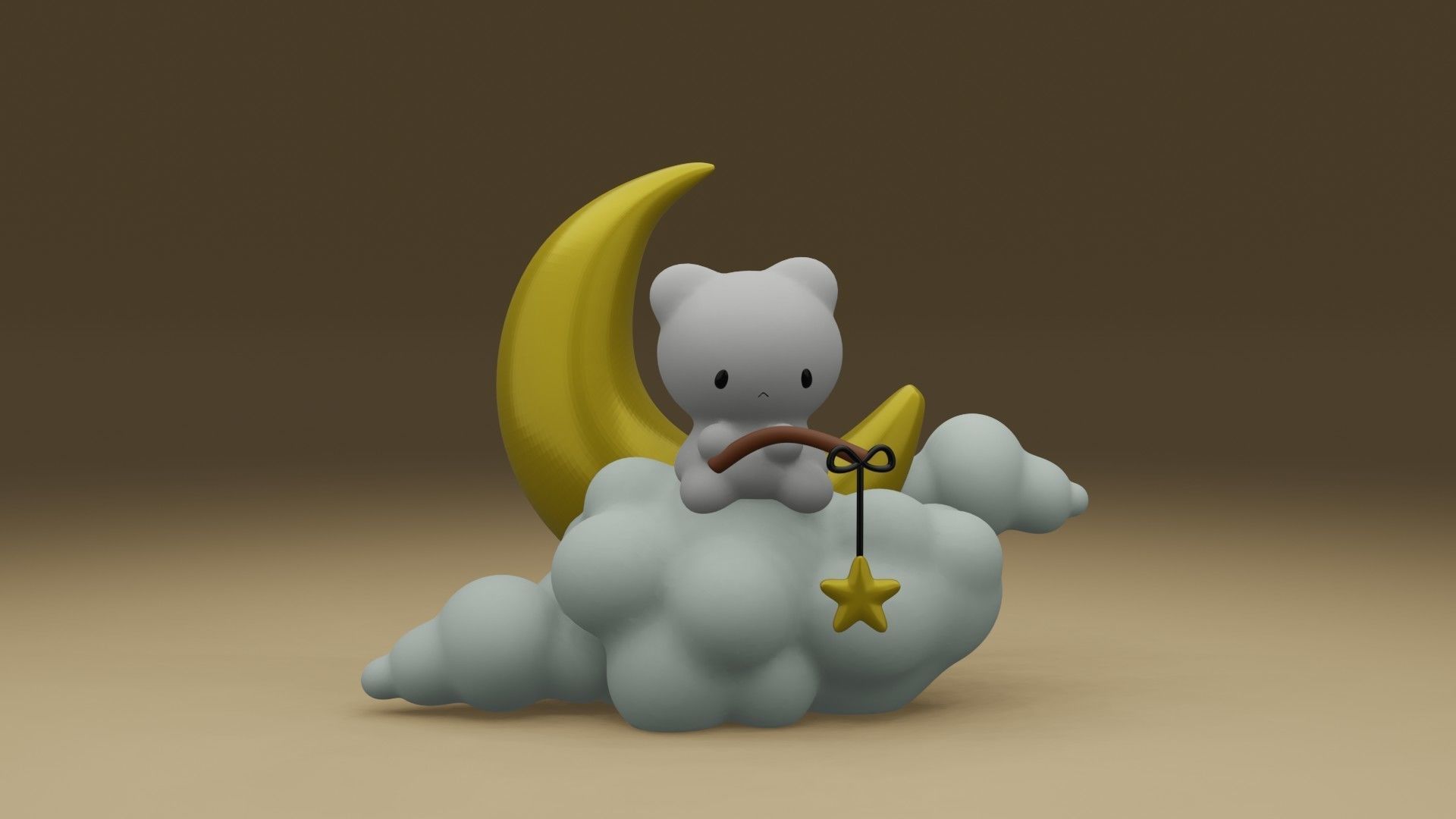cat and clouds 3D print model_6