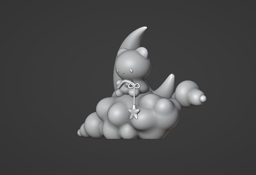 cat and clouds 3D print model_5