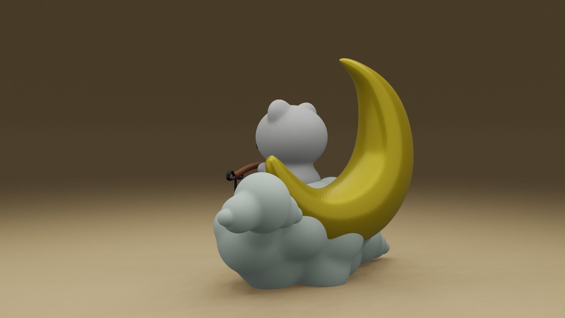 cat and clouds 3D print model_11