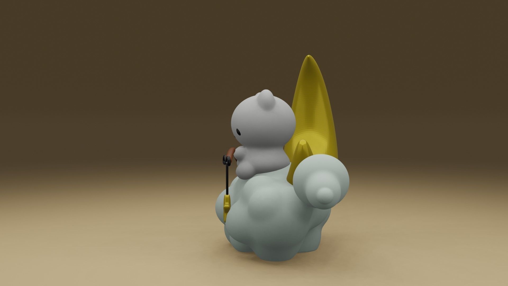 cat and clouds 3D print model_12