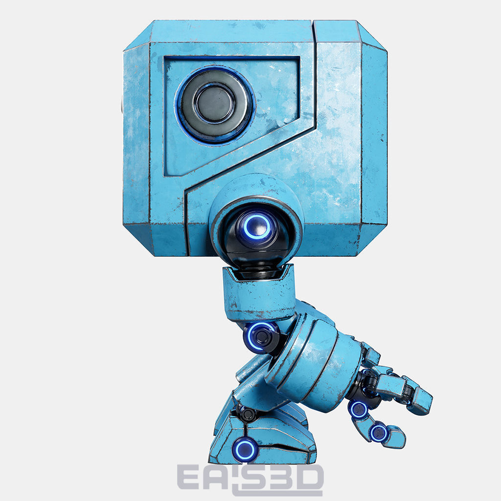 Cute Space Robot Rigged G-26 Blue 3D model_18