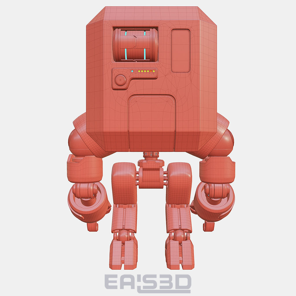 Cute Space Robot Rigged G-26 Blue 3D model_22
