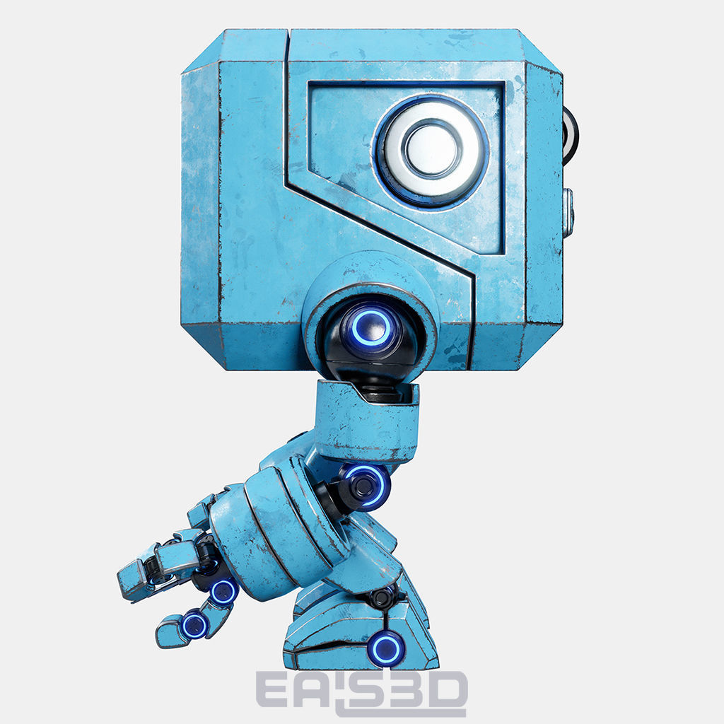Cute Space Robot Rigged G-26 Blue 3D model_14