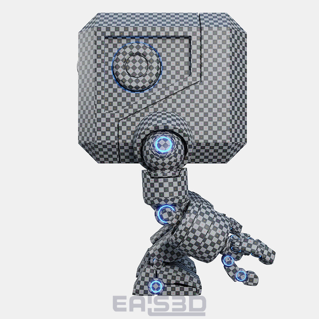 Cute Space Robot Rigged G-26 Blue 3D model_10
