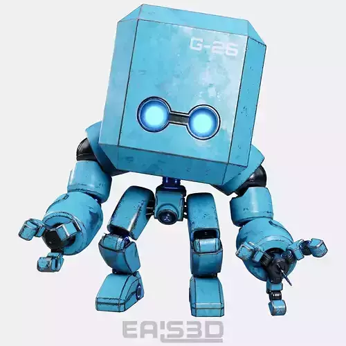Cute Space Robot Rigged G-26 Blue 3D model