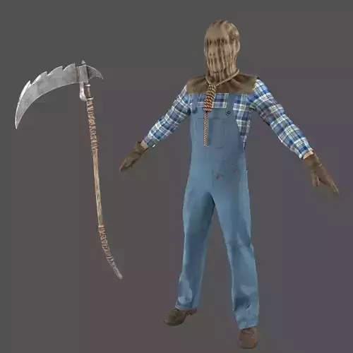 Scarecrow reaper with scythe