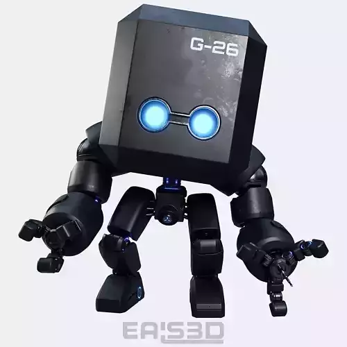 Cute Space Robot Rigged G-26 Matte Black 3D model