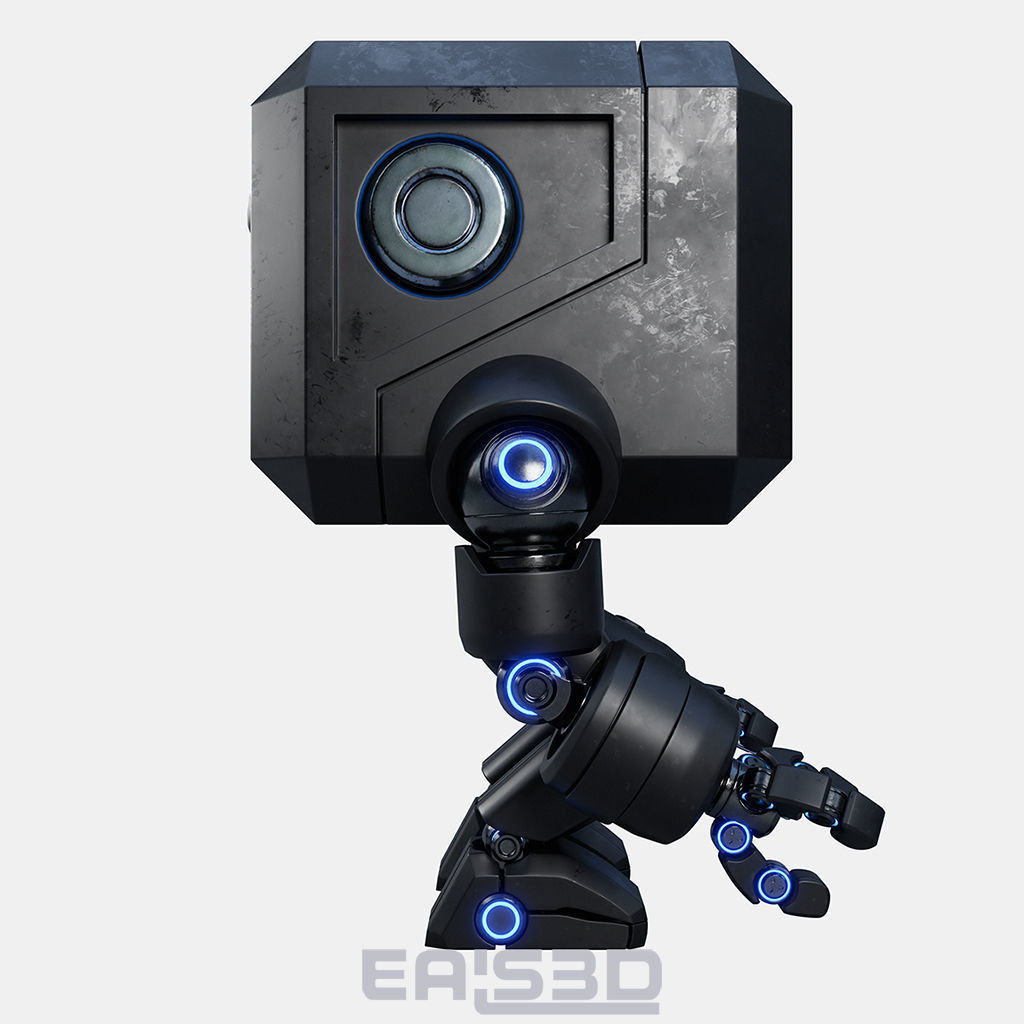 Cute Space Robot Rigged G-26 Matte Black 3D model_18