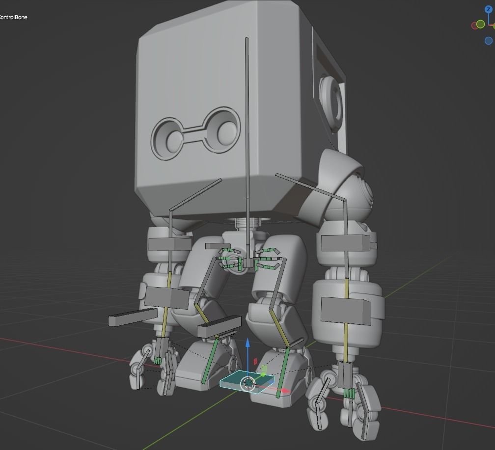 Cute Space Robot Rigged G-26 Matte Black 3D model_11
