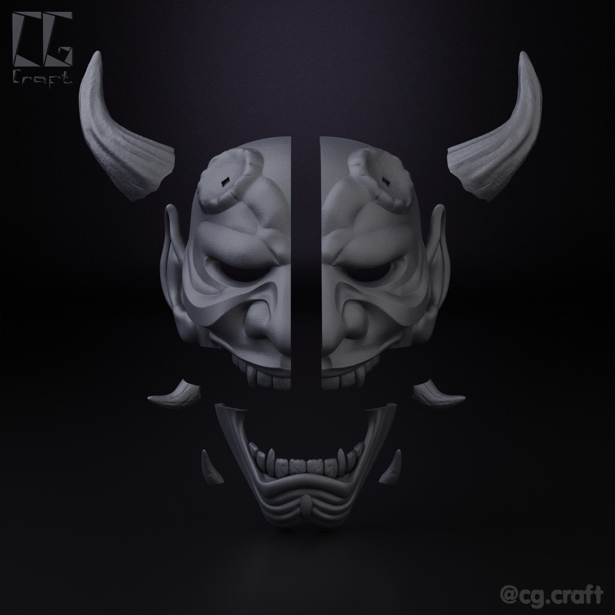 Japanese Oni Mask 3D print model_4