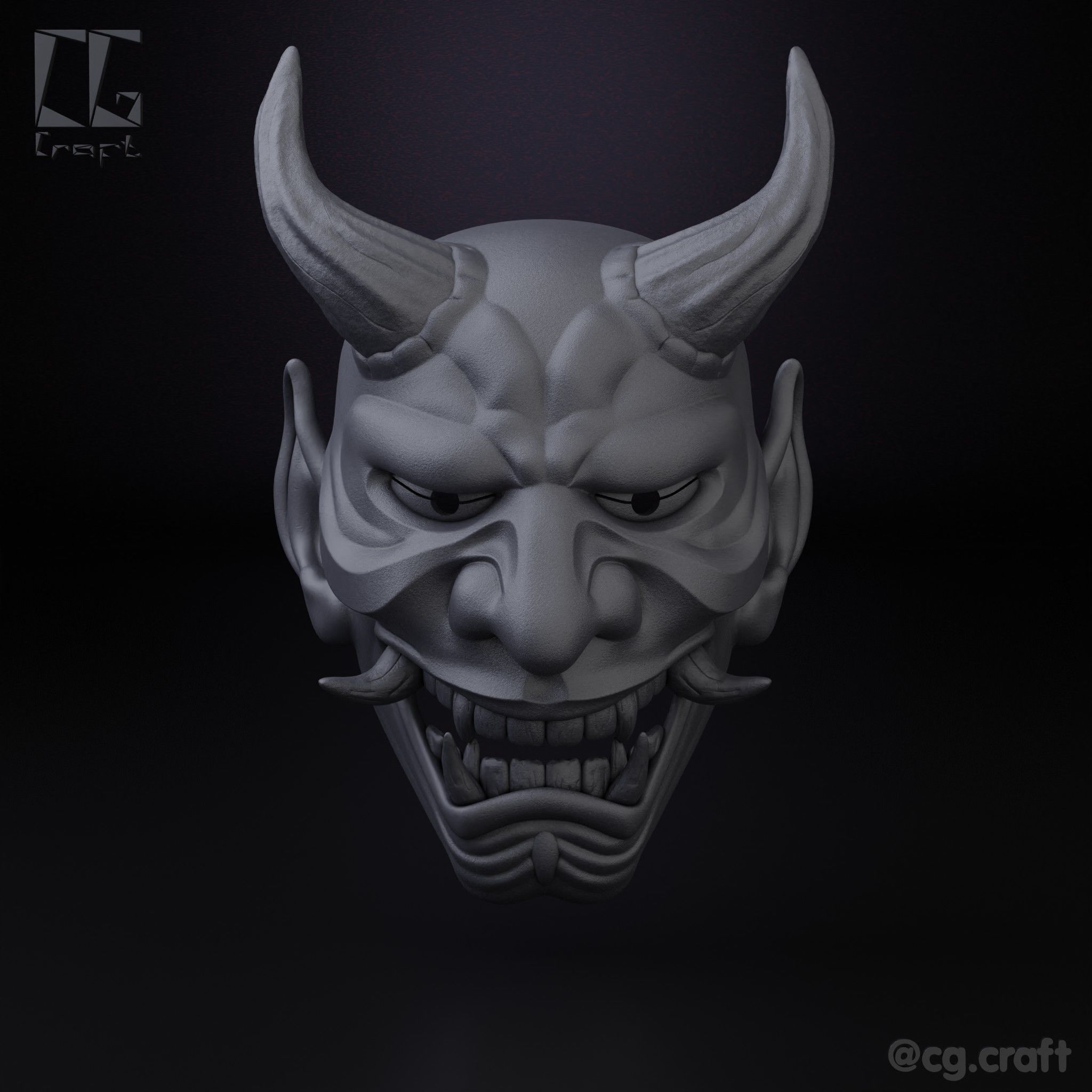 Japanese Oni Mask 3D print model_2