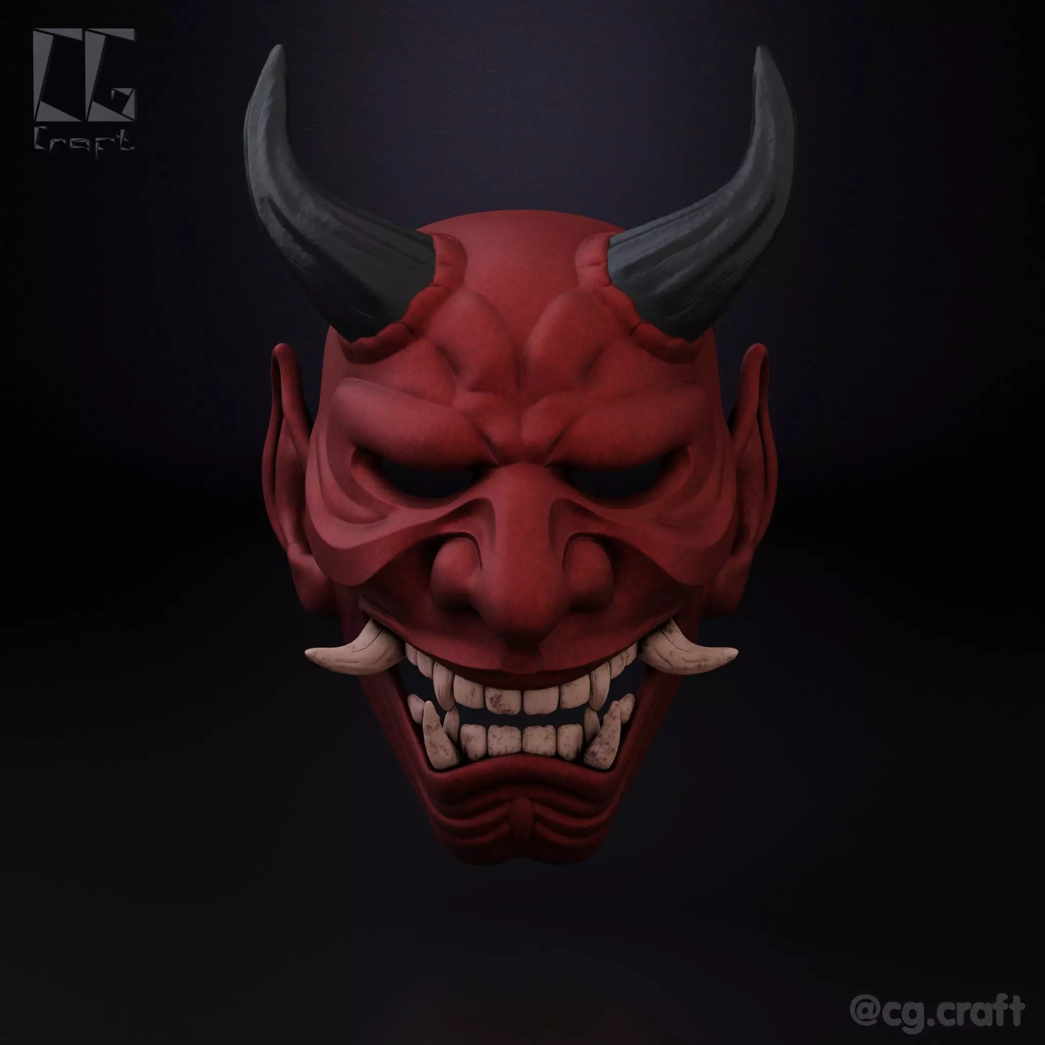 Japanese Oni Mask 3D print model_0