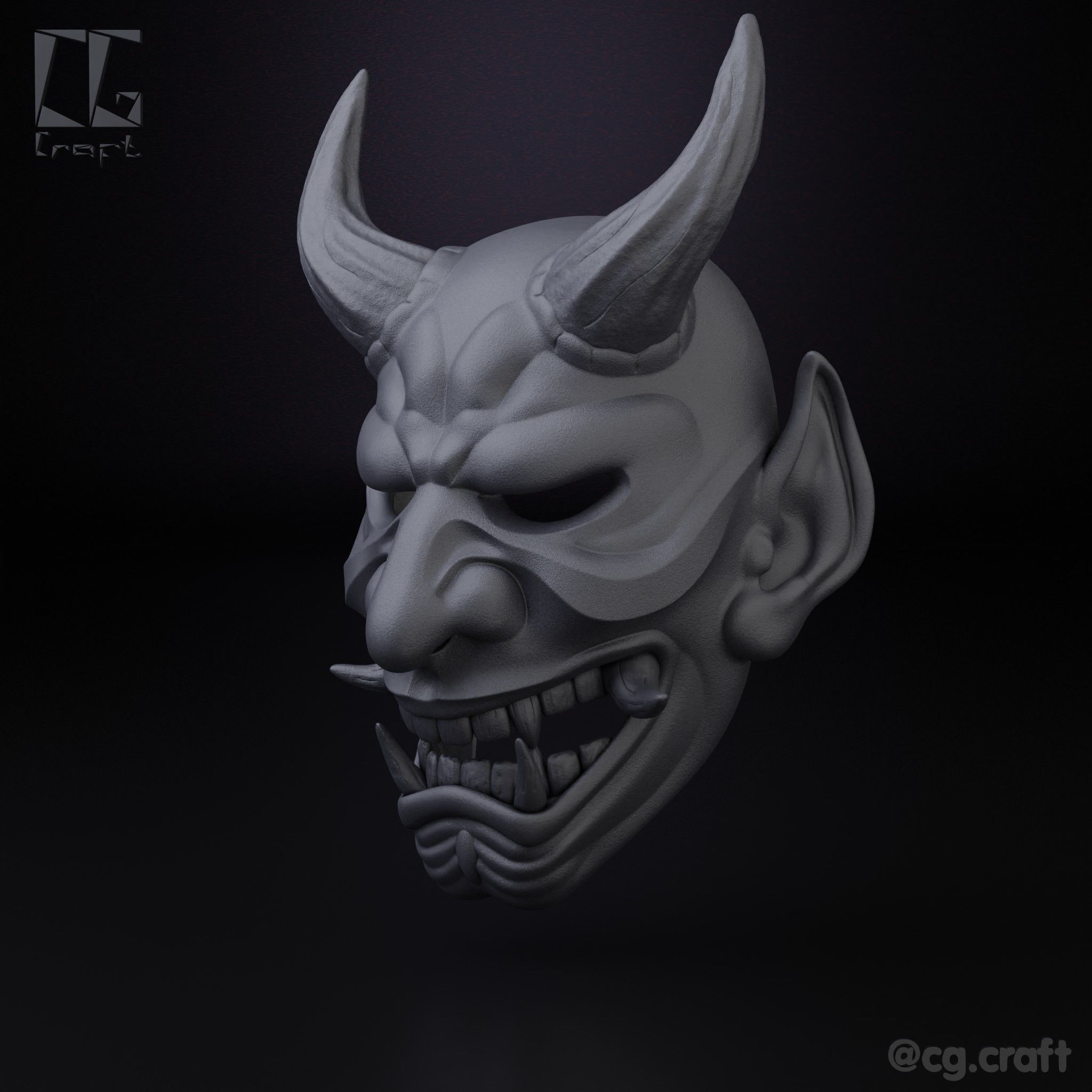 Japanese Oni Mask 3D print model_3