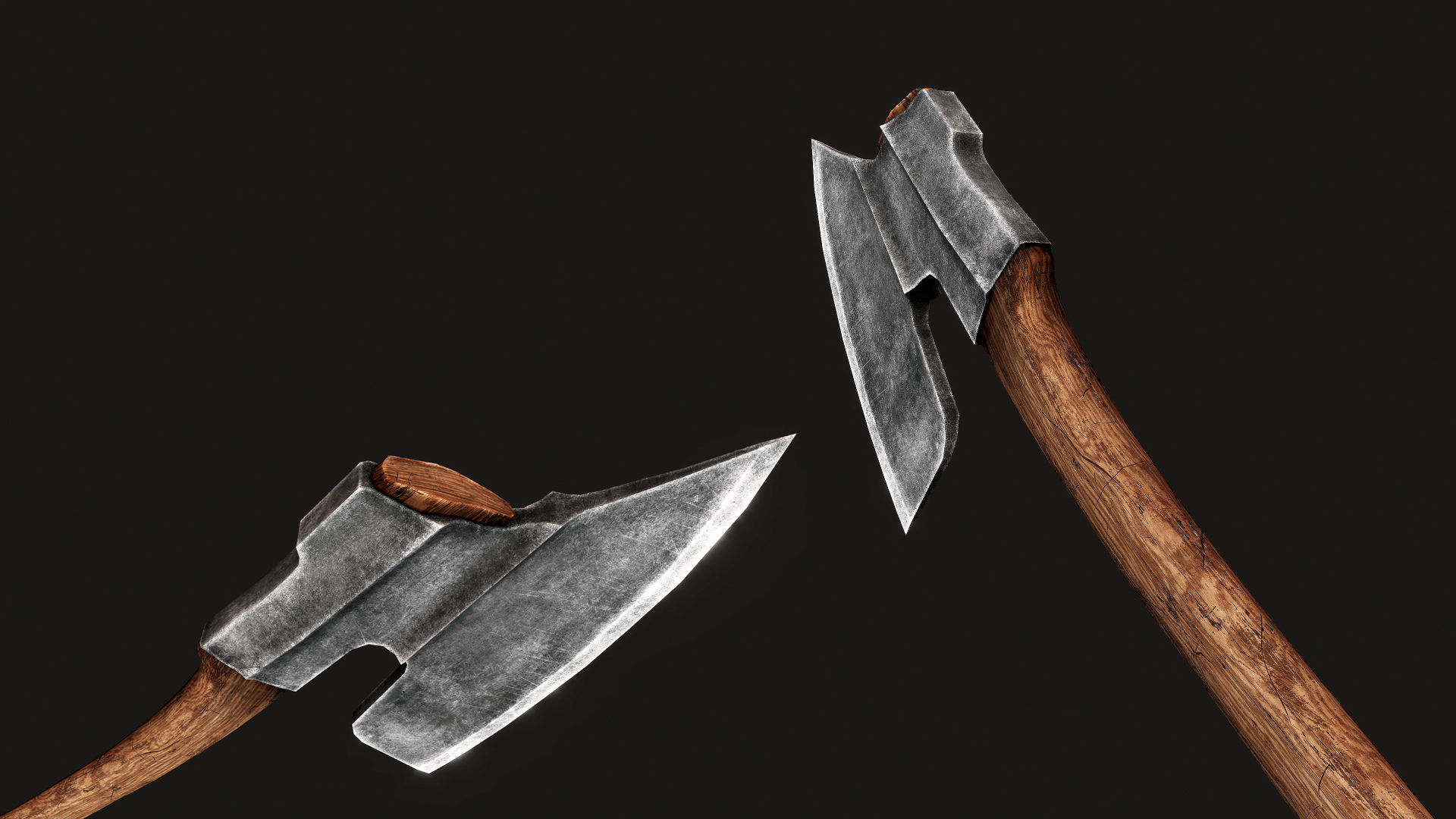 Goosewing Hewing Axe Low-poly 3D model_3