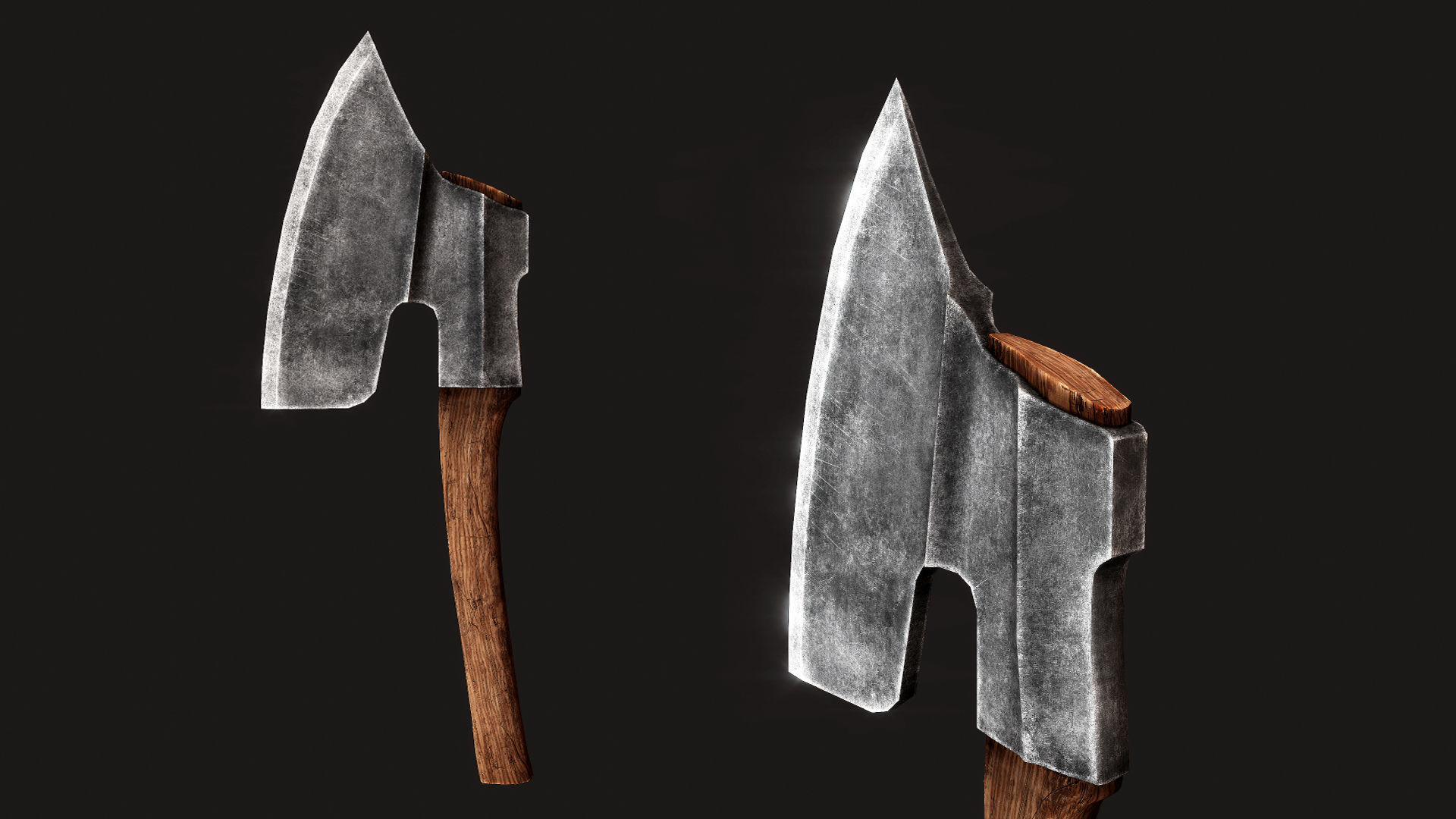 Goosewing Hewing Axe Low-poly 3D model_2