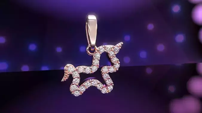 Babi unicorn diamond pendant and Addon 3D print model