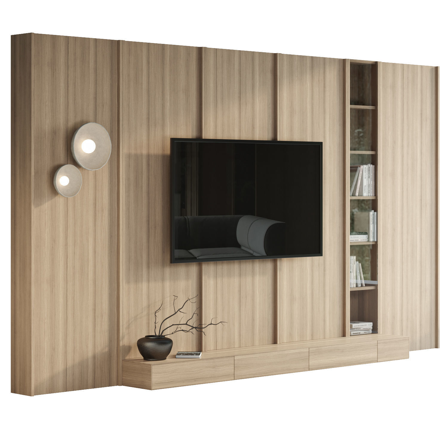3D model Japandi TV Wall VR / AR / low-poly | CGTrader