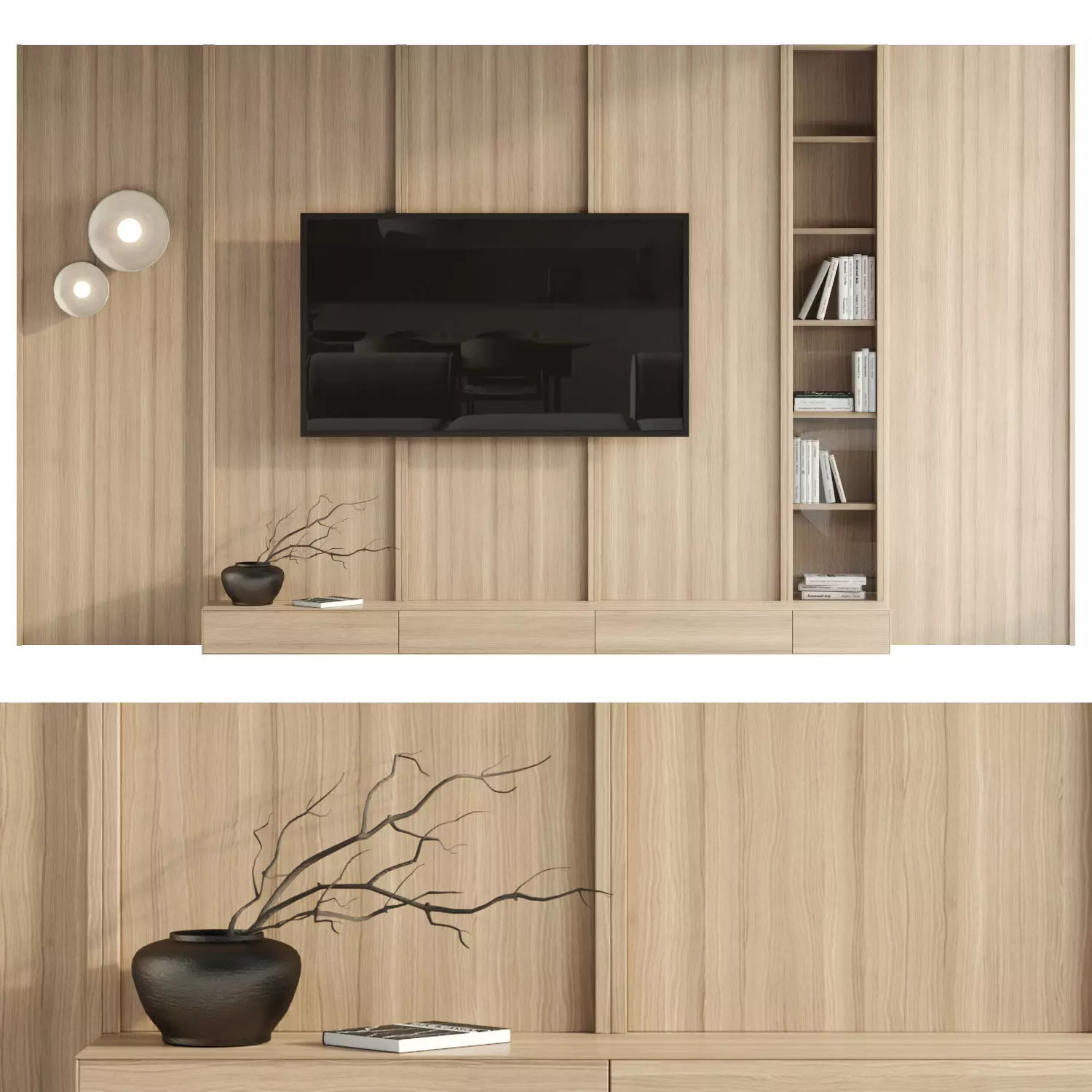 Japandi TV Wall Low-poly 3D model