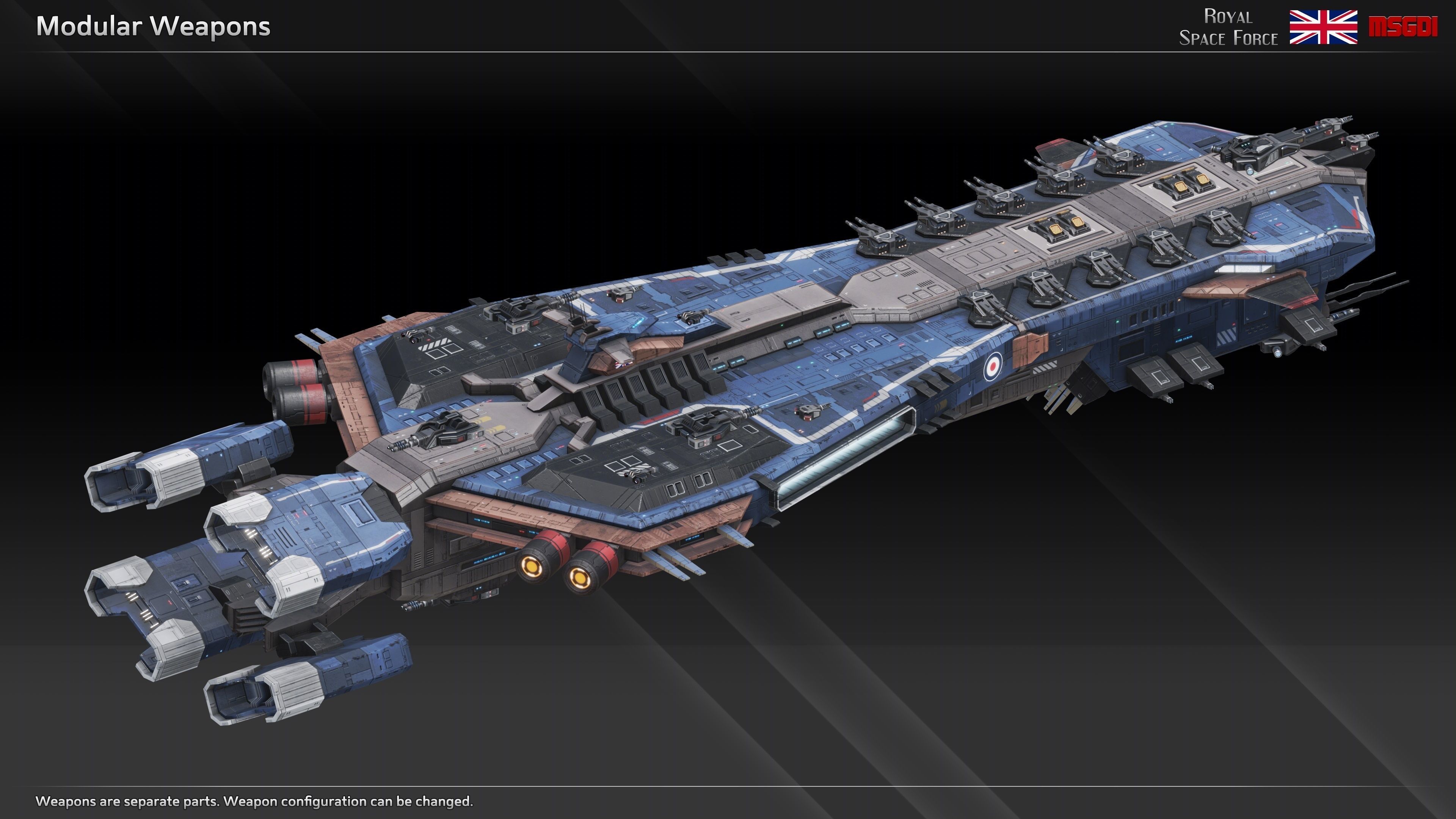 RSF Spaceship Hood Class Battlecruiser Low-poly 3D model_5