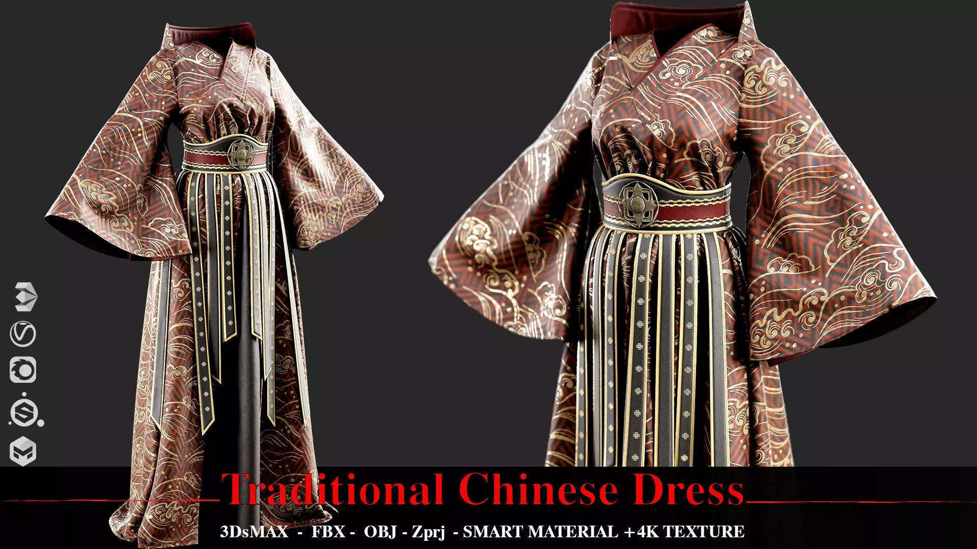 Traditional Chinese Dress 002 3D model
