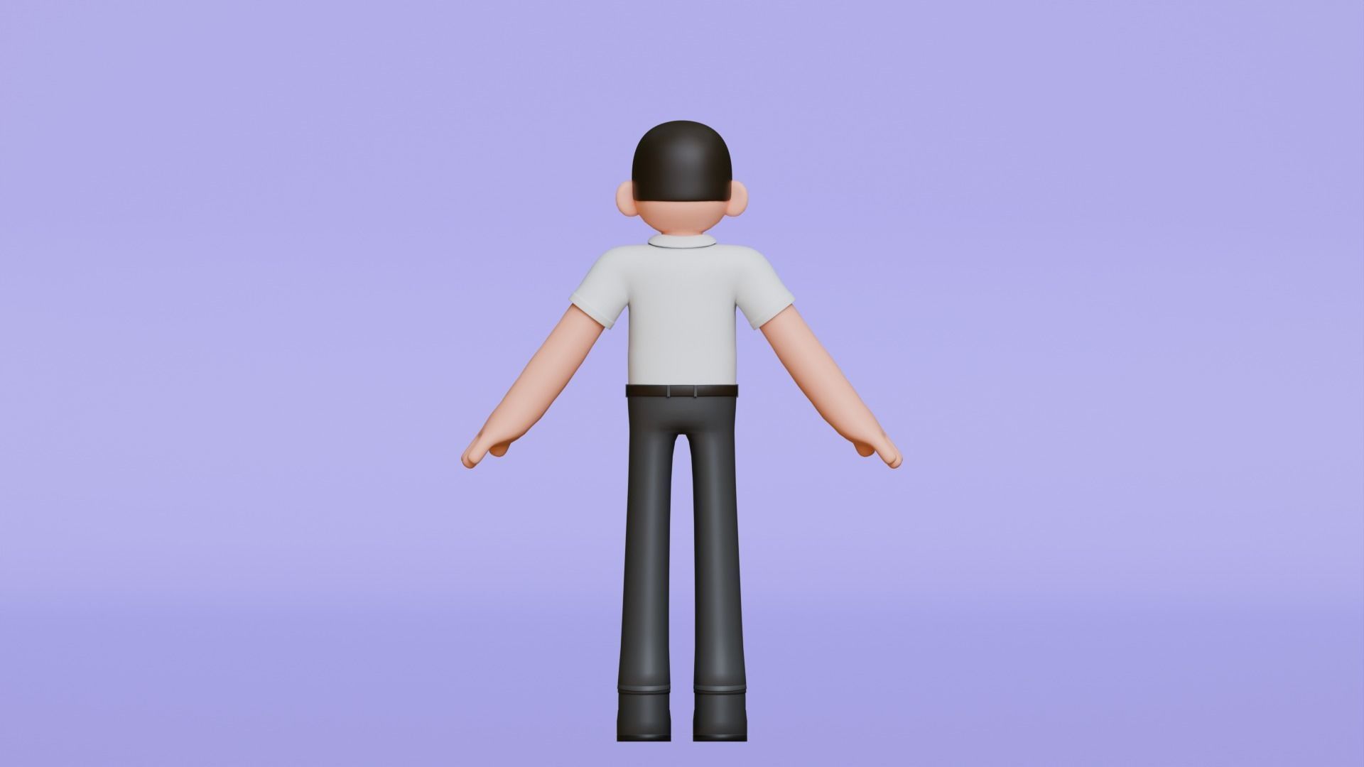 Minimal Simple Man 2 Cartoon Character Low-poly 3D model_10