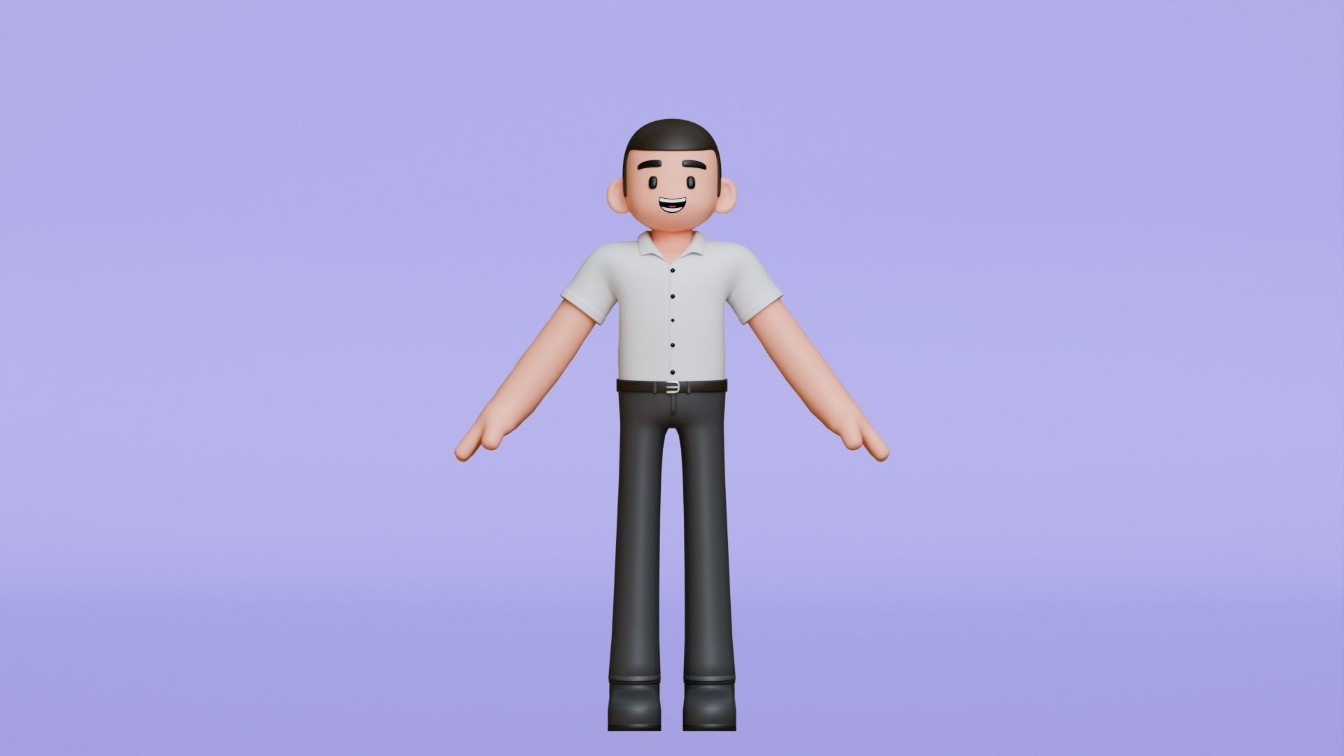 Minimal Simple Man 2 Cartoon Character Low-poly 3D model_8