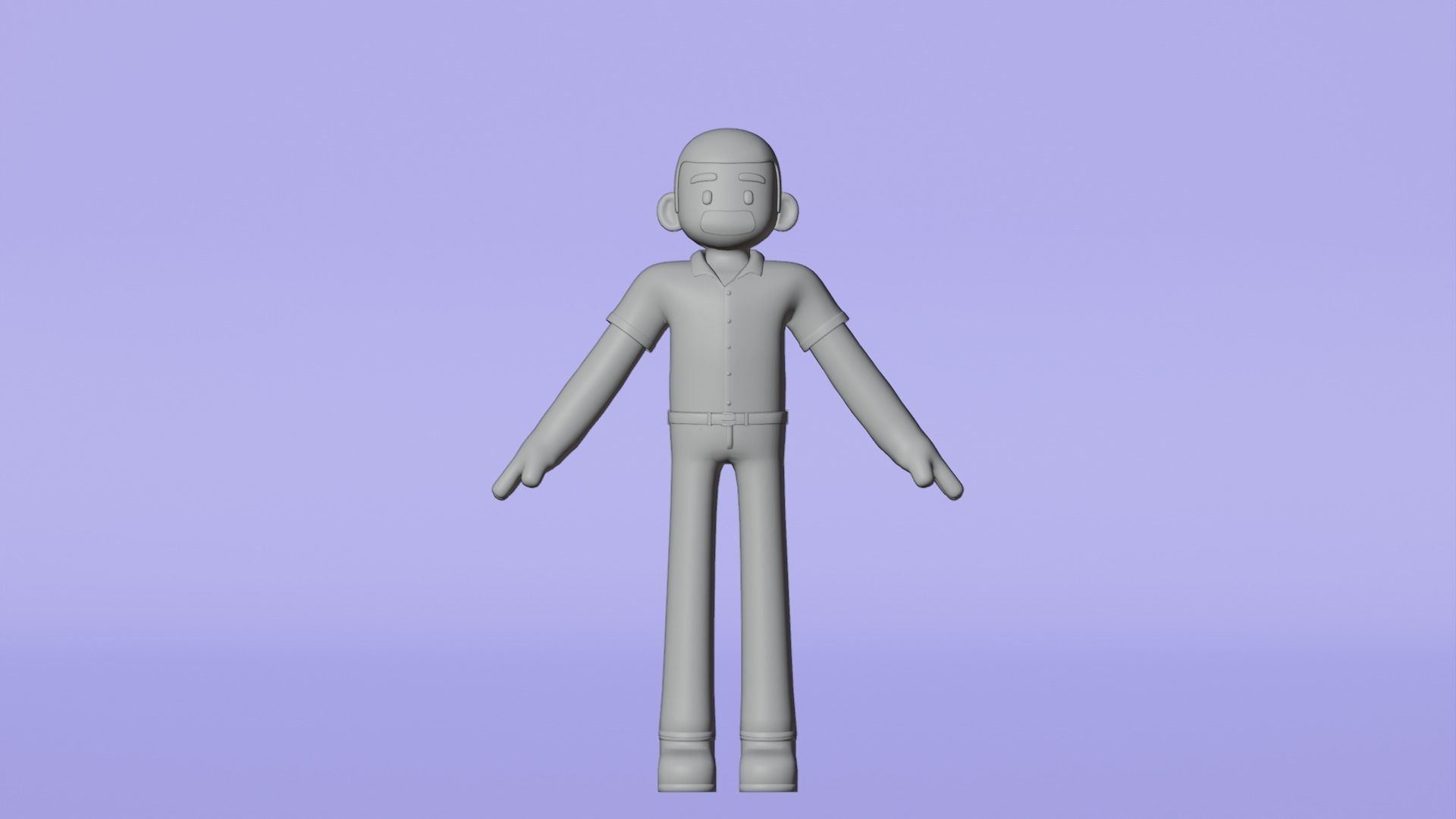 Minimal Simple Man 2 Cartoon Character Low-poly 3D model_16