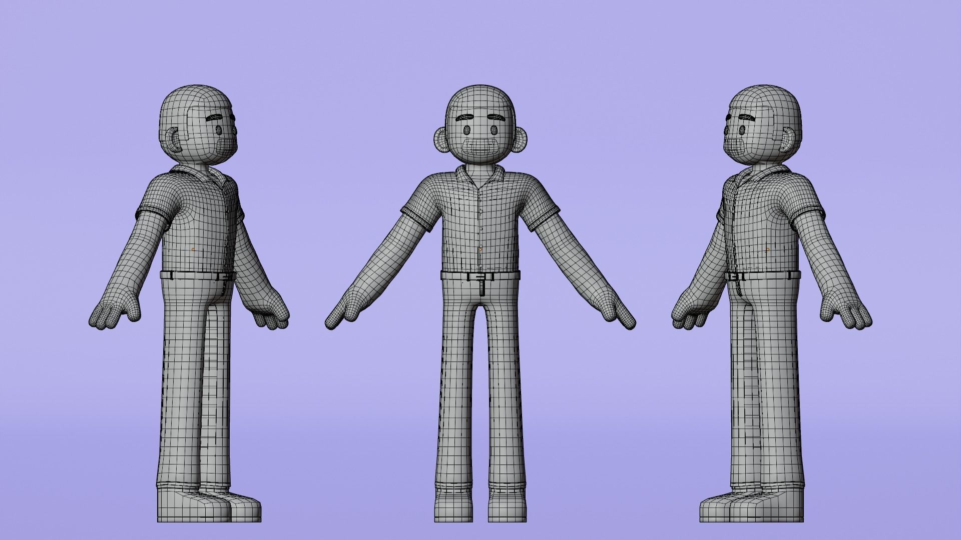 Minimal Simple Man 2 Cartoon Character Low-poly 3D model_6