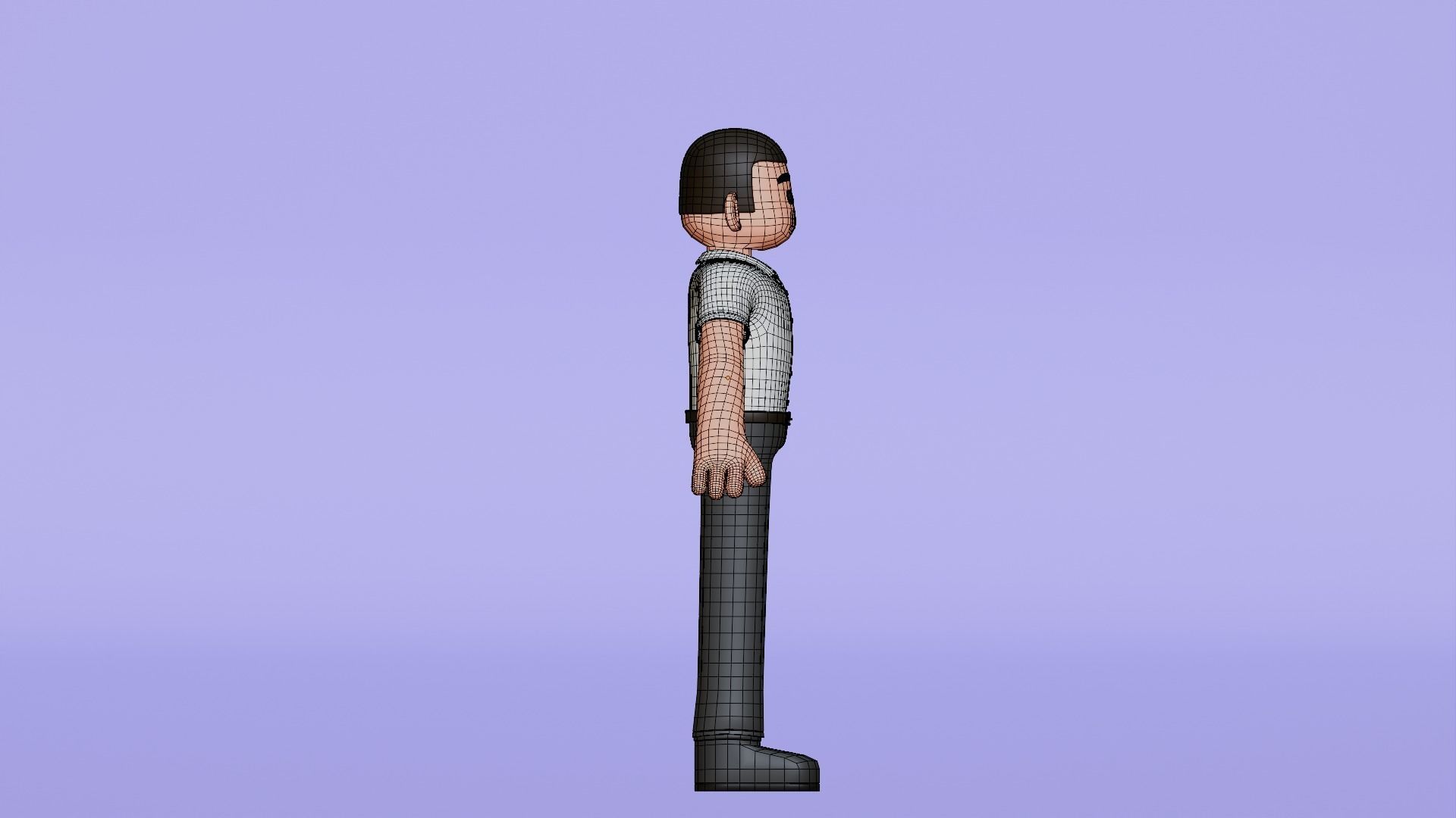 Minimal Simple Man 2 Cartoon Character Low-poly 3D model_25