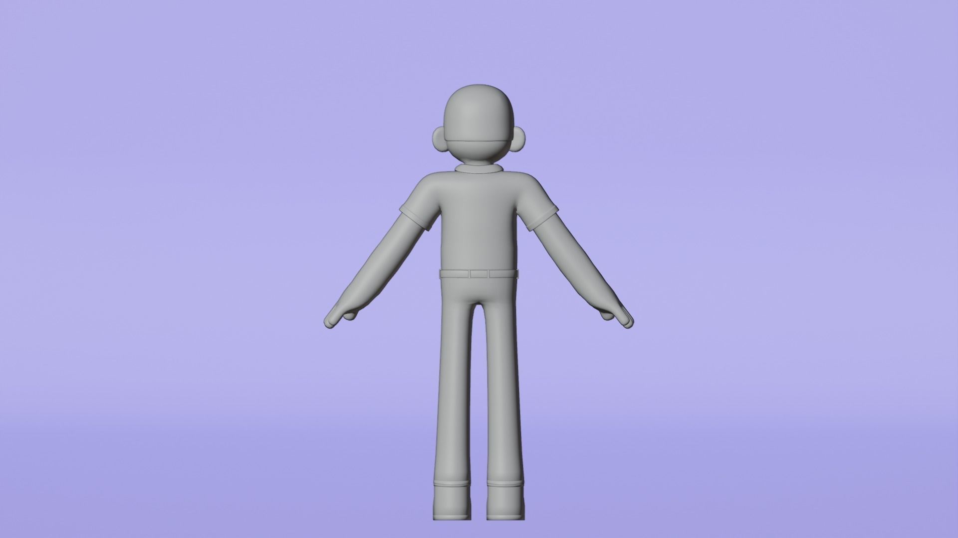 Minimal Simple Man 2 Cartoon Character Low-poly 3D model_18